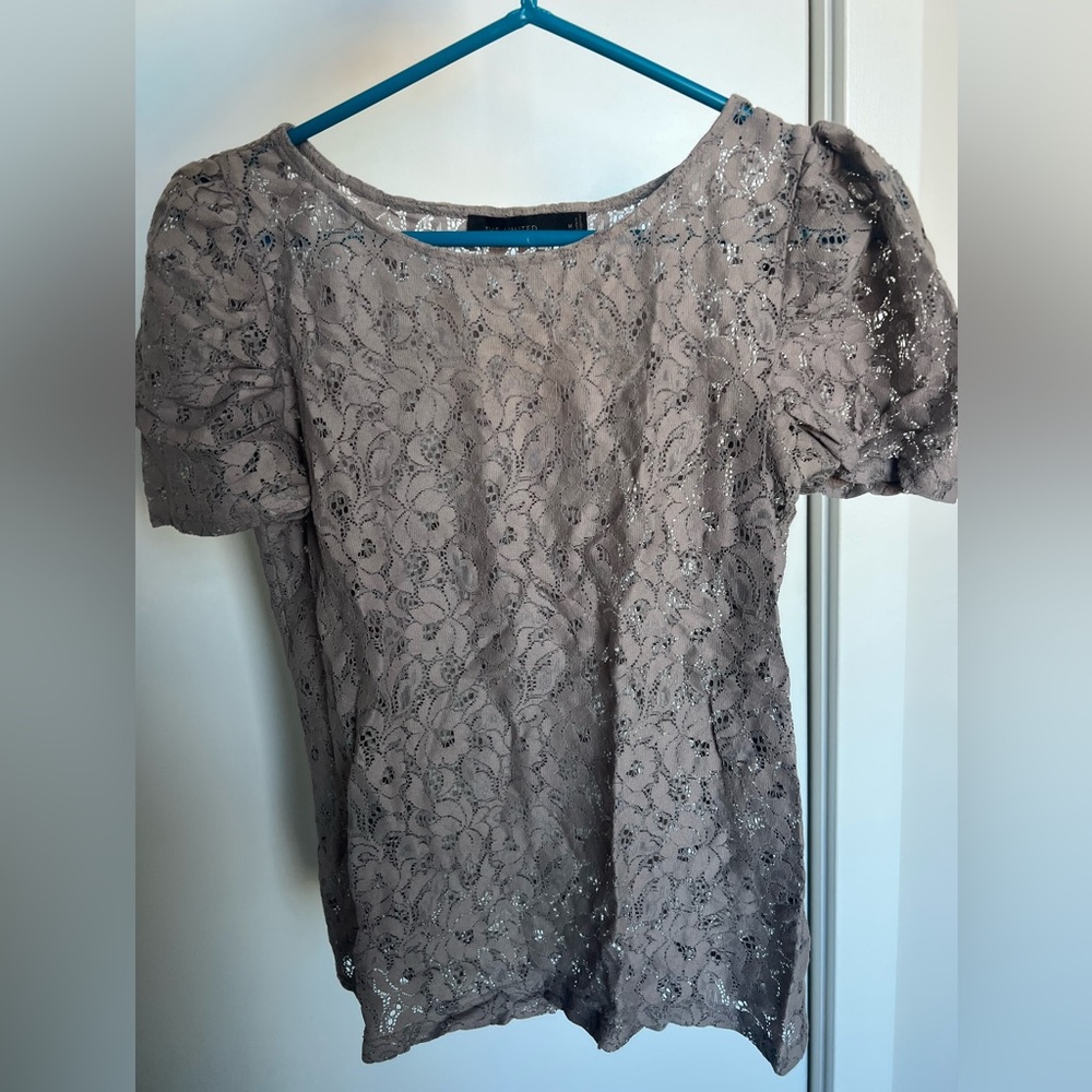 The Limited puff sleeve purple lace top
